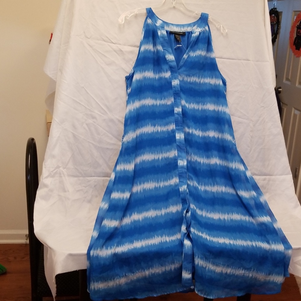 NWT Ashley Stewart blue and white sheer dress